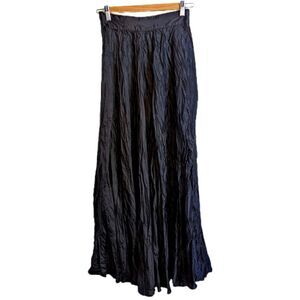𝅺MARIE SAINT PIERRE Black Crinkle Maxi Skirt Size  2 / Size Extra-Small